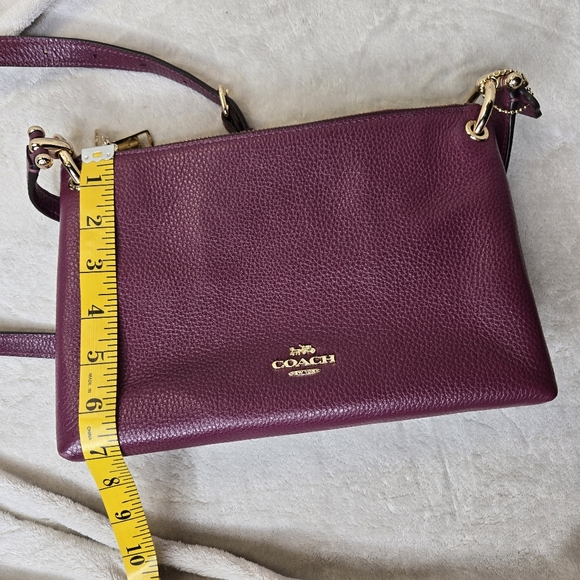 Coach Mia Crossbody Pebbled Leather Bag in Dark Berry Burgundy EUC Auth. F76645 - Picture 12 of 15